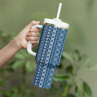 Women's Day Samoa Malu Tattoo Inspired Mix Teuila Tumbler With Handle Royal Blue LT7 - Polynesian Pride