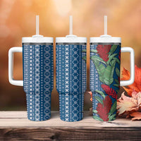 Women's Day Samoa Malu Tattoo Inspired Mix Teuila Tumbler With Handle Royal Blue LT7 - Polynesian Pride