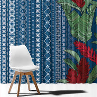 Women's Day Samoa Malu Tattoo Inspired Mix Teuila Window Curtain Royal Blue LT7 - Polynesian Pride