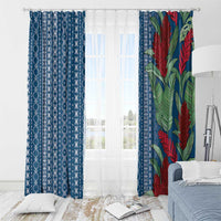 Women's Day Samoa Malu Tattoo Inspired Mix Teuila Window Curtain Royal Blue LT7 - Polynesian Pride