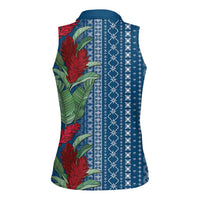 Women's Day Samoa Malu Tattoo Inspired Mix Teuila Women Sleeveless Polo Shirt Royal Blue LT7 - Polynesian Pride