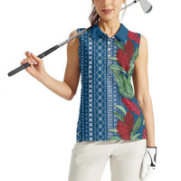 Women's Day Samoa Malu Tattoo Inspired Mix Teuila Women Sleeveless Polo Shirt Royal Blue LT7 - Polynesian Pride