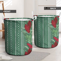 Women's Day Samoa Malu Tattoo Inspired Mix Teuila Laundry Basket Sage Green LT7 - Polynesian Pride