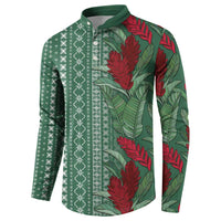 Women's Day Samoa Malu Tattoo Inspired Mix Teuila Button Sweatshirt Sage Green LT7 - Polynesian Pride