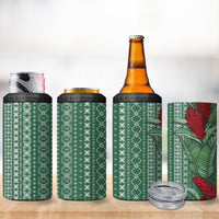 Women's Day Samoa Malu Tattoo Inspired Mix Teuila 4 in 1 Can Cooler Tumbler Sage Green LT7 - Polynesian Pride