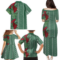 Women's Day Samoa Malu Tattoo Inspired Mix Teuila Family Matching Puletasi and Hawaiian Shirt Sage Green