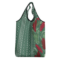 Women's Day Samoa Malu Tattoo Inspired Mix Teuila Grocery Bag Sage Green LT7 - Polynesian Pride