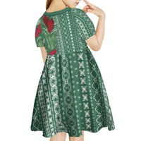Women's Day Samoa Malu Tattoo Inspired Mix Teuila Kid Short Sleeve Dress Sage Green LT7 - Polynesian Pride