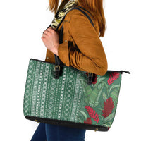 Women's Day Samoa Malu Tattoo Inspired Mix Teuila Leather Tote Bag Sage Green LT7 Sage Green - Polynesian Pride