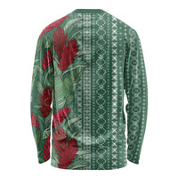Women's Day Samoa Malu Tattoo Inspired Mix Teuila Long Sleeve Shirt Sage Green LT7 - Polynesian Pride