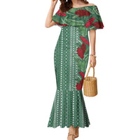 Women's Day Samoa Malu Tattoo Inspired Mix Teuila Mermaid Dress Sage Green LT7 Women Sage Green - Polynesian Pride