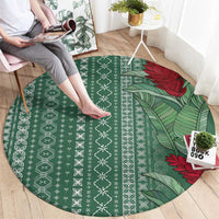 Women's Day Samoa Malu Tattoo Inspired Mix Teuila Round Carpet Sage Green LT7 - Polynesian Pride