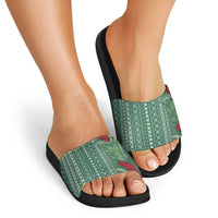 Women's Day Samoa Malu Tattoo Inspired Mix Teuila Slide Sandals Sage Green LT7 - Polynesian Pride