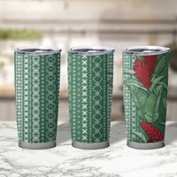 Women's Day Samoa Malu Tattoo Inspired Mix Teuila Tumbler Cup Sage Green LT7 - Polynesian Pride