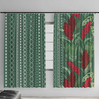 Women's Day Samoa Malu Tattoo Inspired Mix Teuila Window Curtain Sage Green LT7 With Hooks Sage Green - Polynesian Pride