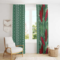 Women's Day Samoa Malu Tattoo Inspired Mix Teuila Window Curtain Sage Green LT7 - Polynesian Pride