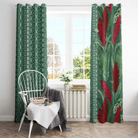 Women's Day Samoa Malu Tattoo Inspired Mix Teuila Window Curtain Sage Green LT7 - Polynesian Pride