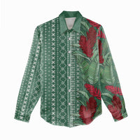 Women's Day Samoa Malu Tattoo Inspired Mix Teuila Women Casual Shirt Sage Green LT7 - Polynesian Pride