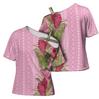 Women's Day Samoa Malu Tattoo Inspired Mix Teuila Cross Shoulder Shirt Rose Pink LT7 - Polynesian Pride
