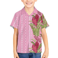 Women's Day Samoa Malu Tattoo Inspired Mix Teuila Family Matching Off Shoulder Short Dress and Hawaiian Shirt Rose Pink