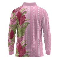 Women's Day Samoa Malu Tattoo Inspired Mix Teuila Long Sleeve Polo Shirt Rose Pink LT7 - Polynesian Pride