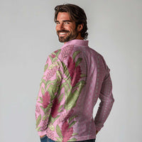 Women's Day Samoa Malu Tattoo Inspired Mix Teuila Long Sleeve Polo Shirt Rose Pink LT7 - Polynesian Pride