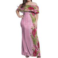 Women's Day Samoa Malu Tattoo Inspired Mix Teuila Off Shoulder Maxi Dress Rose Pink LT7 Women Rose Pink - Polynesian Pride