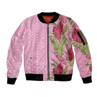Women's Day Samoa Malu Tattoo Inspired Mix Teuila Sleeve Zip Bomber Jacket Rose Pink LT7 Unisex Rose Pink - Polynesian Pride