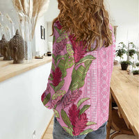 Women's Day Samoa Malu Tattoo Inspired Mix Teuila Women Casual Shirt Rose Pink LT7 - Polynesian Pride