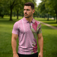 Women's Day Samoa Malu Tattoo Inspired Mix Teuila Zipper Polo Shirt Rose Pink LT7 - Polynesian Pride