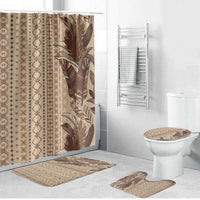 Women's Day Samoa Malu Tattoo Inspired Mix Teuila Bathroom Set Vintage Tapa LT7 Bathroom Set (4 pcs) Beige - Polynesian Pride