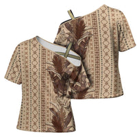Women's Day Samoa Malu Tattoo Inspired Mix Teuila Cross Shoulder Shirt Vintage Tapa LT7 - Polynesian Pride