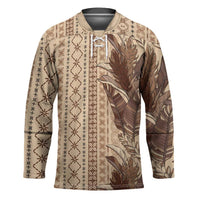 Women's Day Samoa Malu Tattoo Inspired Mix Teuila Hockey Jersey Vintage Tapa LT7 Unisex Beige - Polynesian Pride