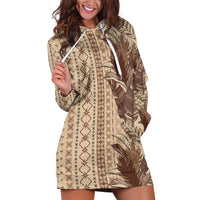 Women's Day Samoa Malu Tattoo Inspired Mix Teuila Hoodie Dress Vintage Tapa LT7 Beige - Polynesian Pride