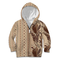 Women's Day Samoa Malu Tattoo Inspired Mix Teuila Kid Hoodie Vintage Tapa LT7 Zip Hoodie Beige - Polynesian Pride