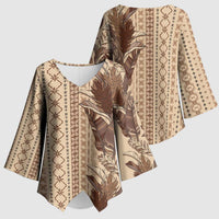 Women's Day Samoa Malu Tattoo Inspired Mix Teuila Kimono Sleeve Blouse Vintage Tapa LT7 - Polynesian Pride