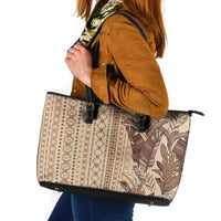 Women's Day Samoa Malu Tattoo Inspired Mix Teuila Leather Tote Bag Vintage Tapa LT7 Beige - Polynesian Pride