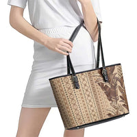 Women's Day Samoa Malu Tattoo Inspired Mix Teuila Leather Tote Bag Vintage Tapa LT7 - Polynesian Pride
