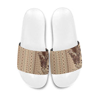 Women's Day Samoa Malu Tattoo Inspired Mix Teuila Slide Sandals Vintage Tapa LT7 Beige - Polynesian Pride