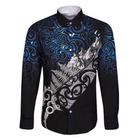 Maori Matariki Family Matching Off The Shoulder Long Sleeve Dress and Hawaiian Shirt Landscape Styled Fern - Galaxy