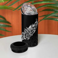 Maori Matariki 4 in 1 Can Cooler Tumbler Landscape Styled Fern - Monochrome LT7 - Polynesian Pride