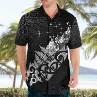 Maori Matariki Hawaiian Shirt Landscape Styled Fern - Monochrome