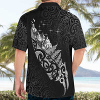 Maori Matariki Hawaiian Shirt Landscape Styled Fern - Monochrome