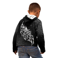 Maori Matariki Kid Hoodie Landscape Styled Fern - Monochrome