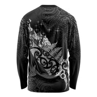Maori Matariki Long Sleeve Shirt Landscape Styled Fern - Monochrome