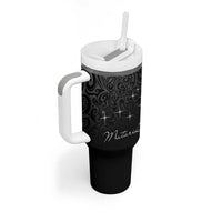 Maori Matariki Tumbler With Handle Landscape Styled Fern - Monochrome LT7 - Polynesian Pride