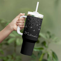 Maori Matariki Tumbler With Handle Landscape Styled Fern - Monochrome LT7 - Polynesian Pride