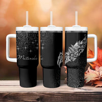 Maori Matariki Tumbler With Handle Landscape Styled Fern - Monochrome LT7 - Polynesian Pride