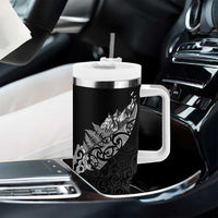 Maori Matariki Tumbler With Handle Landscape Styled Fern - Monochrome LT7 - Polynesian Pride