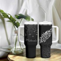 Maori Matariki Tumbler With Handle Landscape Styled Fern - Monochrome LT7 - Polynesian Pride
